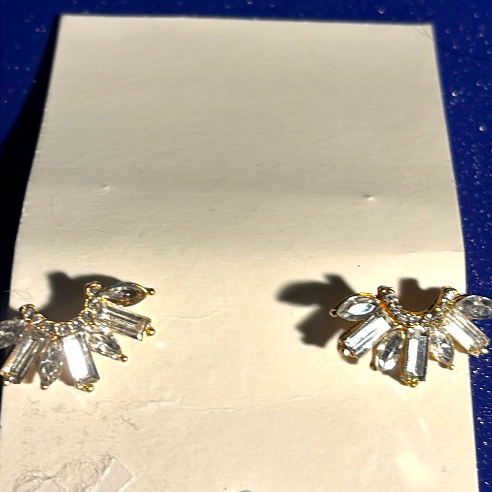 Vintage rhinestone and gold tone pierced earrings